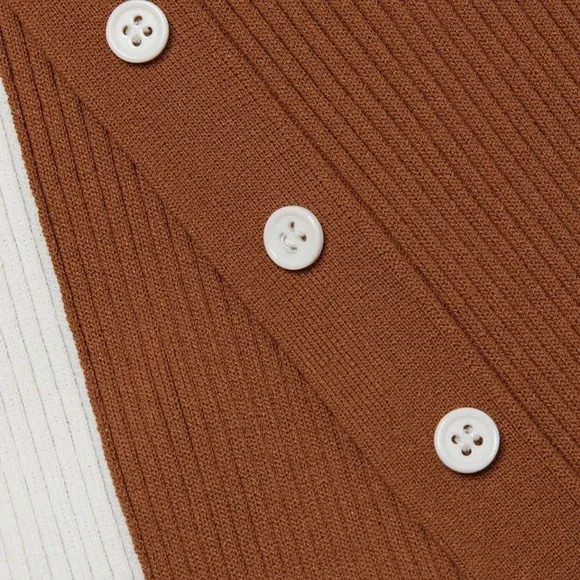 STAUD Two-Tone White and Brown sweaterDress